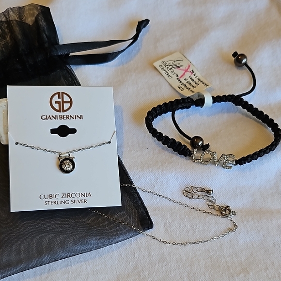 Giani Bernini NWT sterling silver cubic zirconia black 16" extention necklace - Picture 2 of 5